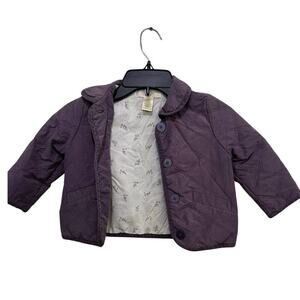 Janie and Jack Kids Girls' Purple Quilted Peter Pan Collar Jacket Size 12-24 M